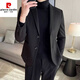 Pierre Cardin woolen casual small suit men's suit 2025 spring, autumn and winter high-end texture, handsome suit, dark gray jacket + dark gray trousers, two pieces M