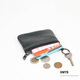 Kangaroo (KANGAROO) xmyb sheepskin zipper change key bag genuine leather men's short wallet mini coin handbag women's black small