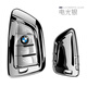 Wo Ting eignet sich für BMW X3x5-Schlüsselabdeckung, 3er 5er 530 Blade i3i4 Männer und Frauen 7 Serie X7 High-End-Key Cover-Schnalle A (Electric Silver + Metal Schnalle)