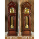 Yunhao floor clock solid wood hand-carved retro simple European mechanical movement clock new Chinese style living room watch dotted time, auspicious and wishful mahogany color 14 inches