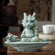 Lucky Dragon Tea Pet Decoration Color Changing High-End Green Sandstone Tea Table Tea Table Tea Set Feng Shui Decoration Crafts Master Shenlong One Finger Makes Money
