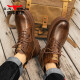 Bull Familie Martin Boots Herren echte Leder Herbst und Winter High-Top British Style Old Retro Work Boots Herren Red Brown 40