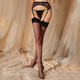 Zhenmei Stockings Suspenders Female Emotional Interesting Black Silk Long Knee Socks Open Crotch Lace Bottoming Pantyhose Black 7912