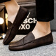 Mac Jabags men's shoes spring new beanie shoes men's soft leather soft sole casual leather shoes Korean style trendy lazy shoes D826 black 39