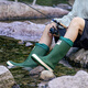 Bottes de pluie Xili pour les femmes avec des bottes de pluie non glissantes à tube élevé pour les nouvelles chaussures étanches à haut haut pour hommes pour couples adultes japonais semelles doux chaussures de caoutchouc tendance vert 37