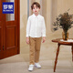 Romon white shirt boys and girls long-sleeved shirt children's spring and autumn shirt performance white long-sleeved shirt with pockets 120