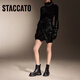 Sigatus neuer Winter britischer Stil Martin Boots Butter Schuhe kurze Stiefel Dicke Sohle erhöhte Frauenstiefel Y3918DD4 TRUFFE Schwarz 35