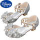 Disney (DISNEY) girls silver princess shoes bag toe bow little girl crystal shoes rhinestone soft sole dress skirt children's high heels silver 9921-7 small heel 32 / shoe length 20cm