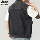 JEEP SPIRIT2025秋季新款复古工装牛仔马甲男春秋季黑色无袖背心男装坎肩外套 9215蓝色 3XL