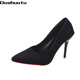 Daohuatu 35-45 large size high-heeled shoes 44 sequined single shoes reverse channeling men's transvestite shoes 43 stiletto big-foot women's shoes 42 105 suede black 10 cm 44