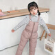 Warm winter duck new children's down cotton pants autumn and winter thickened boys and girls children's clothing winter clothing baby Korean overalls cotton pants bean green 80 cm
