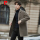 Pier Cardin high-end light luxury double-sided wool woolen coat for men's spring and autumn thickened wool woolen coat for men's windbreaker medium length gray-green XL weight 145-160 Jin [Jin equals 0.5 kg]