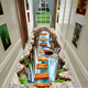 3D vertigo carpet can be cut, 3D thrilling corridor aisle carpet, long stairway carpet, full carpet, customized door mat, White Bird in the Mountain, 1.4 meters wide, 1 meter long, how many meters do you need to take a few photos?