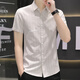 Romon Ice Seide kurzärärmiges Hemd Herren Sommer Ultra-dünner Verlaufsfarbe Casual Hemd halbärmelige Quadratkragen hübsche Herrenkleidung 843 Grau + 844 Khaki 3xl