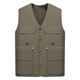 Changluzhu Printemps et Automne Célibataires Nouveau Style Gilets et Multi-Poches pour Hommes d'âge Moyen et Vieux Papa Pêche Décontractée Grande Taille Gilet Top Poche pour Téléphones Mobiles Kaki Taille Unique Taille Moyenne 140-155Jin Jin est égal à 0,5 kg 200