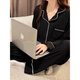 Zhidou Dou Einfacher lässiger Pyjamas für Frauen Koreanische Version Pure Cotton Long Sleeve Strickjacken Hosen Anzug großer Frühlings- und Herbst Sommer-Heimkleidung Strickjacke 5009 Cherry M 70-95