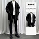 Une veste de mi-longueur du début d'été, combinaison décontractée pour hommes printemps et automne, beau avec des vêtements minces set trois pièces pour hommes 1591 Black Jacket White Sett 3xl