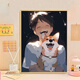 Healing animation boy dog ​​digital oil painting diy filling and coloring handmade painting Miyazaki Hayao decorative painting qx13892 60*70cm thickened solid wood inner frame + decorative outer frame (