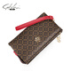 Satchi/Satchi Frauenbag Herbst und Winter Neue europäische und amerikanische Mode gedruckte Kupplungsbeutel kontrastierende Farbe langes Handgelenk Brieftasche SR46607-2fr braun/dunkelrot