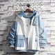 Commandant d'ours Hong Kong Veste de requin de style décontracté INS HOODED MEN'S CAT SPLICING COUPLE TOP Youth Youth Trendy Étudiant Men 7027-M13 Veste verte grise Double couche One Taille M recommandée 80-100jin [Jin est égal à 0,5 kg]