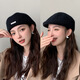 Yufan Hat Women's Autumn and Winter Retro British Style Progressive Hat Versatile Two-Wear Painter's Hat Women's Fashionable Face-Revealing Little Beret Black
