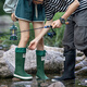 Bottes de pluie Xili pour les femmes avec des bottes de pluie non glissantes à tube élevé pour les nouvelles chaussures étanches à haut haut pour hommes pour couples adultes japonais semelles doux chaussures de caoutchouc tendance vert 37
