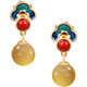 DRJEFUNs925 gold-plated ancient gold beeswax amber new palace retro style earrings women's earrings earrings topaz earrings s925 pair 0 carat