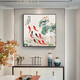 小泸林中式九鱼图装饰画餐厅画书房办公室茶室挂画入户玄关柜客厅壁画 15912 年年有余 钢化晶瓷60*60黑框