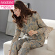 
Modal pajamas for women 2025 spring and autumn pure cotton long sleeve plus size female middle-aged mother thin style can be worn outside home clothes C9215 lilac brown-print M (160)