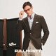 Full Monty Wollanzug Jacke Männer grünes Fischgrätenanzug Top Casual Single Green 3375 42