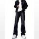 
Digada American retro micro-flare jeans men's spring and autumn high street trend casual and versatile slim straight pants men DFFS-719 black L