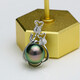 Mu Qin Zhenyu Tulip 18K gold set with diamonds 11.8mm malachite green Tahitian black pearl pendant with identification certificate