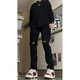 
7 best products ripped jeans men's spring and summer thin American high street light-flare loose straight slim trousers men DFFS-722 black (ripped) XL