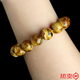 Yuan nationality Fushun amber bracelet dry white amber mineral amber black amber white anther round beads old style bracelet 14mm (flower amber round beads)