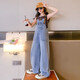 Maidouxiong (Maidouxiong) Girls Sommer-Denim-Riemen-Hose mit mittlerem und großem Kindertag Geschenk Korean Lose Casual Hosen Blau (Single Overalls) 150