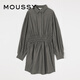 moussy 新品休闲通勤风捏褶抽绳收腰连衣裙010GA230-6630 021浅黑色 S 00001