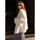 Drei Farbe 2024 Winter Neu umweltfreundliche Pelzjacke Plüsch Doppelbrust Top Lose V-Ausschnitt Elegantes Temperament Frauen creme weiße XL 170/92a