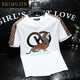 Simu Hibiscus Trendy Marke kurzärmelige T-Shirt-Männer Europäische Station 2025 Sommer New Printed Casual Trendy Halbärmel Smj9720z Weiß L.