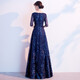 Seidlers Temperamentabendkleid für Frauen 2025 Neues High-End-Bankett Langfristige jährliche Meeting-Musik-Kunstprüfung Party Kleid Marine Blue XL