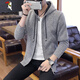 Woodpecker (Tucano) Strickjacke Pullover Herren 2025 Frühling und Herbst Neue trendige Kapuzenpullover lässig Strickjacke Herrenmodes hellgrau m