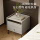 KUKA modern minimalist bedside table bedroom cabinet large capacity double drawer storage carbon steel feet DS7890G beige gray