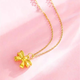 Chenru 999 gold bow pendant gold fugitive princess bow necklace 3D hard gold bow set chain bow single pendant