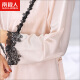 Nanjiren Nightgown Women's 2-piece Sexy Spun Silk Long Sleeve Pajamas Women's Lace Home Wear Champagne L