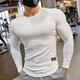 Lutielang sports tights men's long-sleeved T-shirt elastic quick-drying muscle training tops running fitness coach white XL