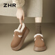 Zhr Birkenstock Schuhe für Frauen plus samt dicker Sohle erhöhte Baumwollschuhe für Frauen lässige Schneestiefel für Frauen Winter JF98B Kamel 37