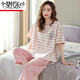 
Modal pure cotton pajamas for women in summer short-sleeved cropped pants set loose spring and summer can wear home clothes outside. Short-sleeved cropped pants 681 M Recommended 80-98 Jin [Jin equals 0.5 kg]