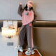 Xiong Diming Girls Spring and Autumn Suit Girls Sweatshirt Casual Children's Clothes Girls Autumn Suit Big Children Two-piece Set Pink 130