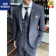 ROMON Men's Suit Three-piece Slim Casual Business Graduation Season Formal Groom Group Best Man Wedding Dress Suit G1671 Light Blue [Suit and Pants] Shirt L (120-130Jin [Jin equals 0.5 kg])