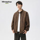 MMOPTOP old money velvet leather texture jacket autumn and winter men's handsome loose casual jacket MJK12 coffee XL