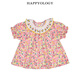 Happyology British children and girls short-sleeved floral shirt pure cotton bottoming baby girl loose shirt top colorful Newnham 98 (98cm)
